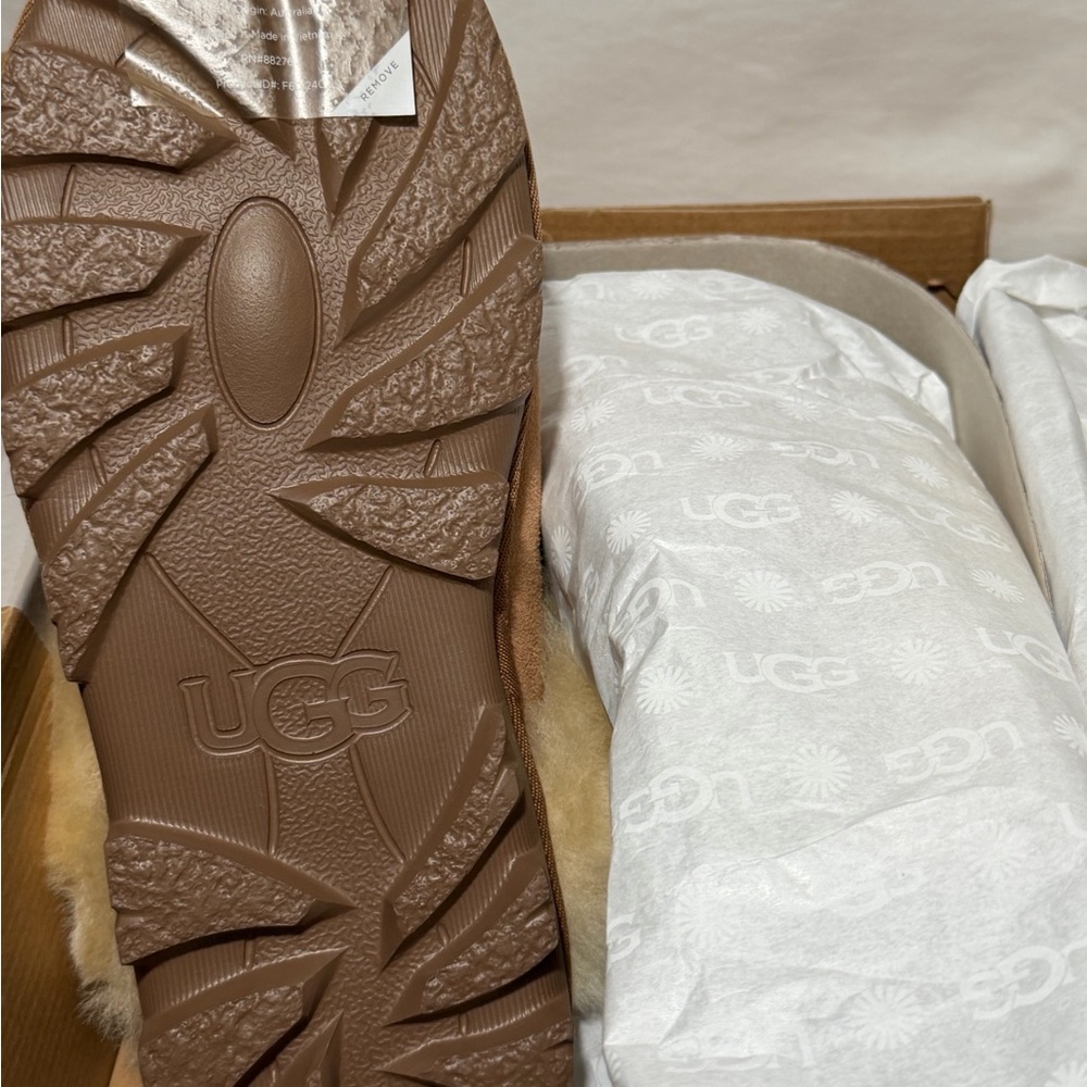 UGG Coquette Tan and Cream Women's Slippers - Picture 2 of 4